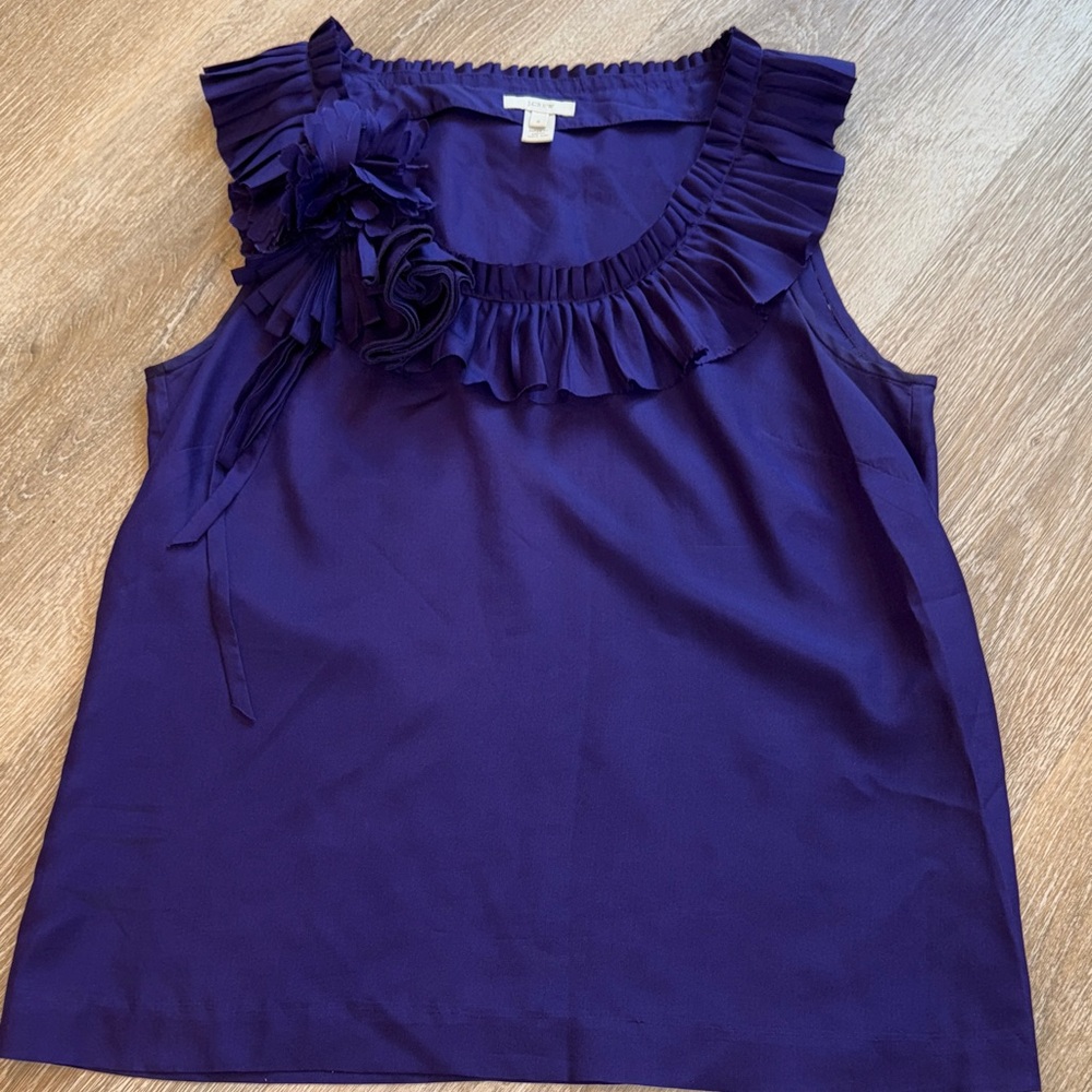 J. Crew Purple Sleeveless Ruffle Blouse